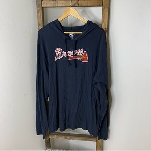'47 Braves Navy Pullover Unisex Hooded Tee Size XXL